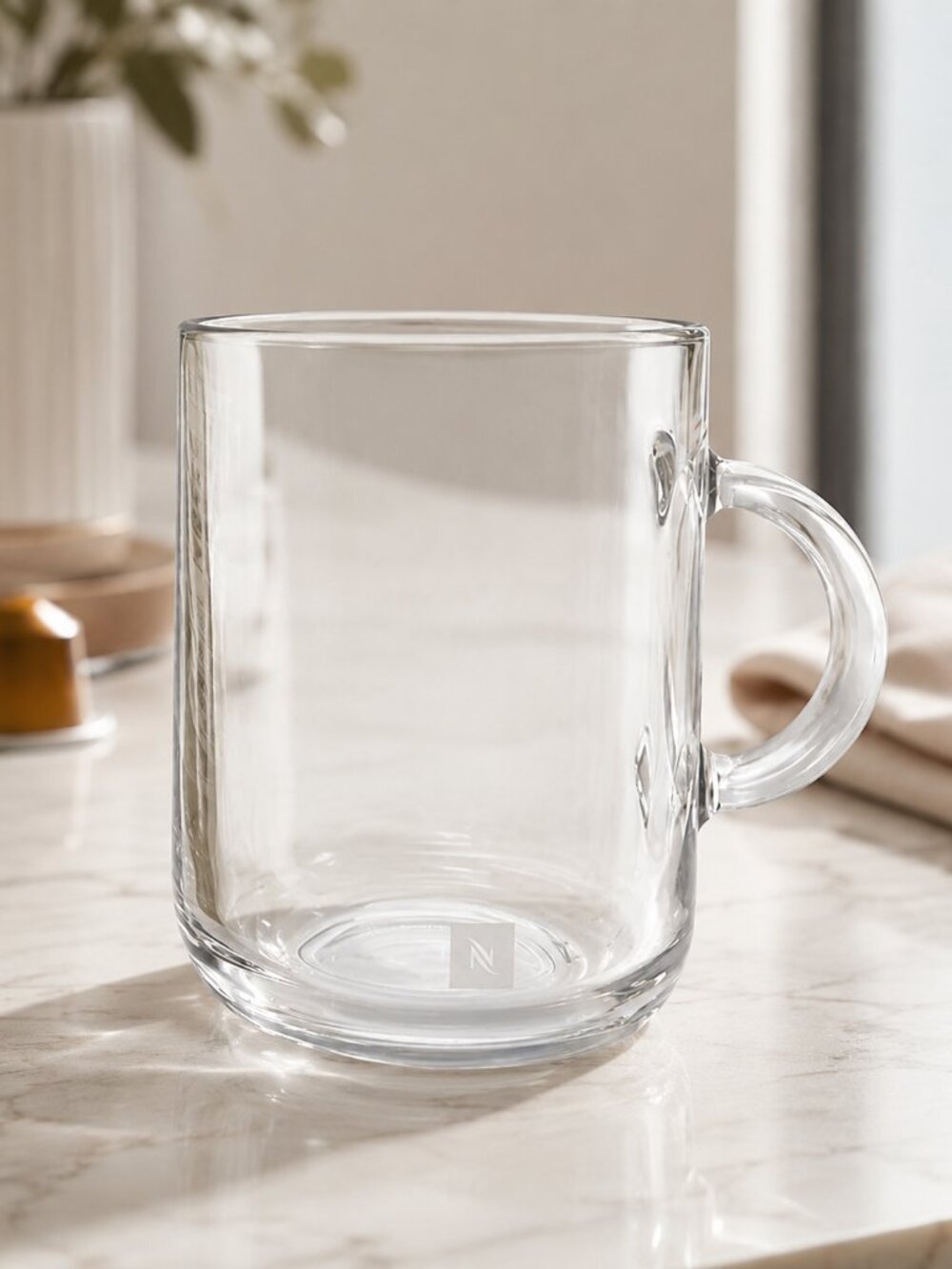 1 New Nespresso Vertuo Glass Cup Mag W Handle NIB